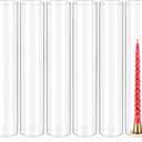 6 Pcs Hurricane Candle Holder Sleeve, H:16" D:3" Bottomless Glass Cylinder Candleholder Tall Clear Glass Cylinder Open Both Ends, Chimney Tube Cover, Open Ended Candle Shade
