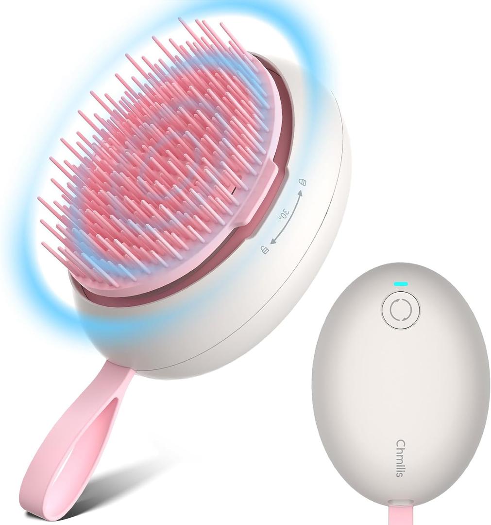 Scalp Massager Hair Growth - Electric Head Massager Brush - Unique Birthday Gifts for Women - Sonic Vibration Comb for Stimulating Follicles - Relax Scalp Stress for Mom - Pink (White)
