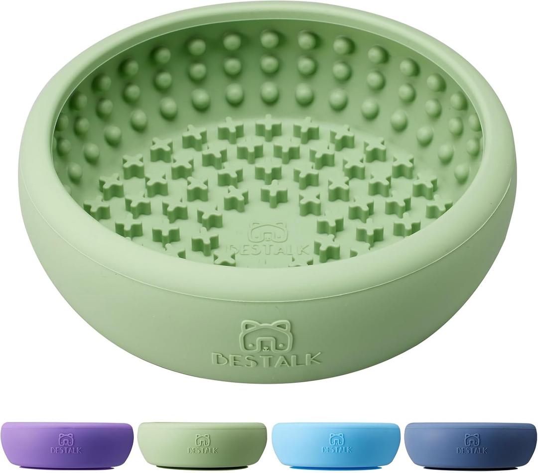 Dog Lick Bowl, Bestalk Anxiety Relief Lick Mat for Dogs, Non-Slip Freeze Licking Bowl Enrichment Puzzle Feeder for Distraction, BPA Free Silicone, Dishwasher Safe (Green,L)