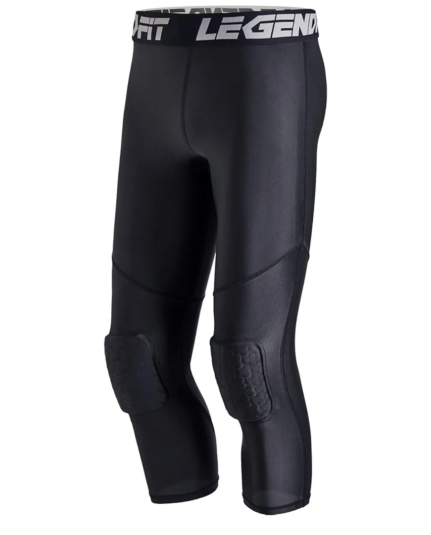 Youth Kids Pants with Knee Pads Basketball Compression 3/4 Capri Padded Leggings Sport Tights Boys Girls, Size M