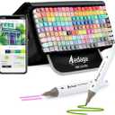 AEDAGA 168 Colors Alcohol Markers with Free App, Dual Tip Art Markers with Kickstand Case for Artists Adults, Alcohol Based Marker for Coloring Painting Sketching and Drawing, Great Gift