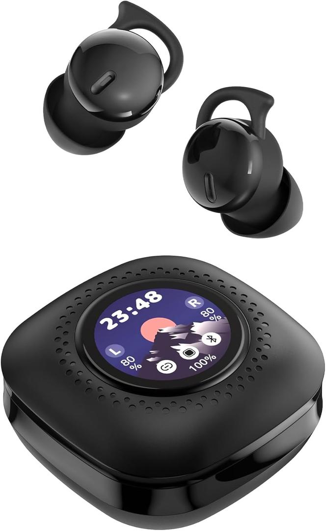 Piegricdiat Sleep Headphones, Invisible Sleep Earbuds for Side Sleepers, Small Comfortable Fit Noise Blocking, Bluetooth 5.3 Wireless Earbuds with Smart Touch Screen Case, Ear Buds for Sleeping - Black