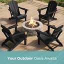 Ciokea Folding Adirondack Chair Wood Texture for Patio, Weather Resistant, Plastic Fire Pit Chair with Cup Holder, Lawn Chair for Outdoor Porch Garden Backyard Deck (Black)