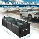K KNODEL Sturdy Car Trunk Organizer with Premium Insulation Cooler Bag, 3 Compartments Heavy Duty Collapsible for Car, SUV, Truck, or Van (Large, Black)