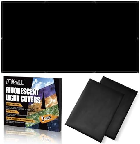 ANGSYLTH 2 Pcs Fluorescent Light Covers - 4 x 2 Feet Covers for Ceiling Lights, Magnetic Light Filters for Classroom, Office, Hospitals, Home (Black)