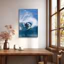 Vintage Surfing Posters Blue Ocean Summer Scenery by the Sea Canvas Wall Art White Waves Extreme Water Sports Prints for Bedroom Dorm Home Beach Decor 8x12inch Framed (style-5)