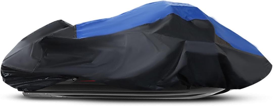 Trailerable Jet Ski Cover Heavy Duty Polyester 136"-145" x 3 Seater Blue/Black
