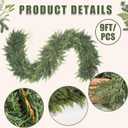 2 Pcs 9 Feet Christmas Cedar Garland - Thick & Lush Realistic Artificial Green Faux Cedar Pine Needles Garland for Christmas Winter Home Mantel Fireplace Holiday Party Decor