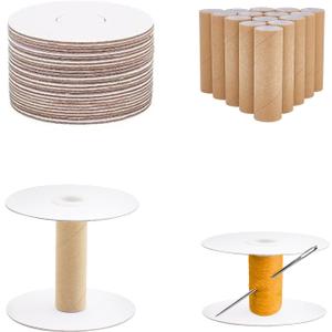 20 Sets Paper Sewing Spools, Empty Paper Thread Spools 4 Sizes, Removable Empty Wire Spools Paper Sewing Spools for Embroidery Thread Yarn Ribbon Crafts Sewing