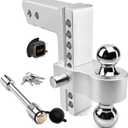 Adjustable Trailer Hitch - Tlvuvmo Aluminum Drop Hitch (Fits 2.5'' Receiver), 8 Inch Drop/Rise, 18,500 LBS GTW Heavy Duty Truck Hitch, (2'' & 2-5/16'') Chrome Plated Steel Balls - Tow Hitch Ball Mount