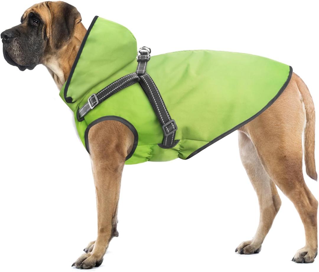 Mosucoirl Dog Raincoat Waterproof Dog Hoodie Reflective Dog Raincoat Hooded Adjustable Rain Jacket for Small Medium Large Dogs Puppies (Green, M)