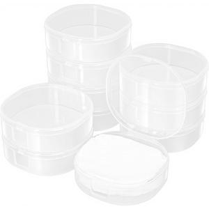 10-Pack Cotton Round Holder Travel Case, Portable Cotton Pad Holder with Snap Lids, Compact Toner Pad Travel Case for Makeup Remover Pads, Skincare Organizer for Purse, Gym, Bathroom