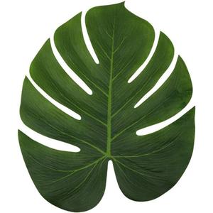 LJDJ Tropical Leaves Palm - Set of 36 - Large 13.8 Inch Artificial Silk Fabric Monstera Decoration Leaf - Hawaiian Luau Safari Jungle Beach Theme Party Supplies Table Decor Accessories