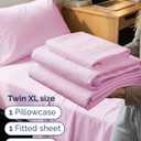Twin XL Size 3 Piece Sheet Set - Comfy Breathable & Cooling Sheets - Hotel Luxury Bed Sheets for Women & Men - Deep Pockets, Easy-Fit, Soft & Wrinkle Free Sheets - Light Pink Oeko-Tex Bed Sheet Set