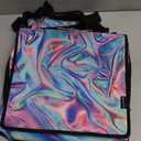 3 Ring Binder Zipper Binders Purple Laser Expanding File Folder Bag with Shoulder Strap