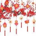 Thyle 84 Pcs Chinese New Year Decorations Ornaments Traditional Lucky Hanging Fu Decal Year of The Snake Spring Festival Knot Hanging Pendant 14 Styles Lunar New Year Tree Decorations for Home Office