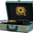 Vinyl Record Player 3-Speed Bluetooth Suitcase Portable Belt-Driven, Supports Bluetooth, RCA Output, 3.5mm aux-in and Headphone Jack and MP3, Mobile Phones Music Playback