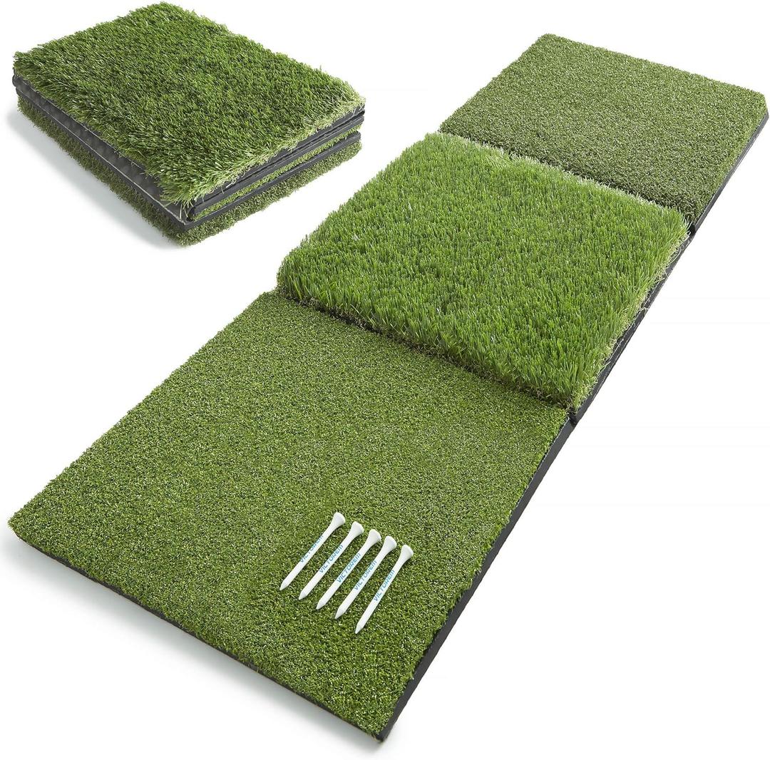 Victorem Golf Mat for Backyard - 17x39 Inch Unfolded, Durable Turf Mat for Indoor or Outdoor Golf Practice, Golf Hitting Mats with 50pcs. Wooden Tees - Golf Mats Practice Outdoor - Golf Practice Mat