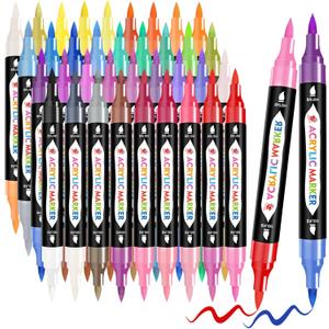 TBC The Best Crafts 36 Colors Dual Tip Acrylic Paint (72 colors/36 pieces),Waterproof, Non-Toxic, odorless, Suitable for Paper, Pottery, Stones, Backpacks, Glass (72 colors/36 pieces)