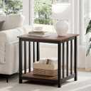 Treocho Large End Tables Living Room with 2-Tier Storage Shelf, 1 pack,23.62"D x 23.62"W x 23.62"H