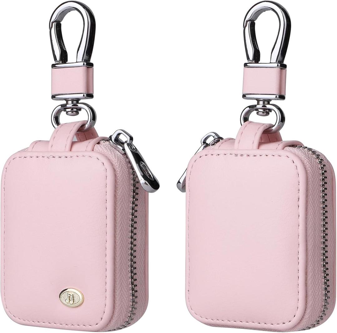 Earbud Case, Headphone Storage Case for AirPods 4/1/2/3/Pro 2, PU Leather Zipper Carrying Pouch Earbuds Bag with Keychain for Wireless Earphones, Wired Headphone & USB Cable - EJB 1 PCS Pink