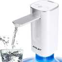 Water Dispenser for 5 Gallon Bottle with Digital Display, 4 Dispense Modes, Portable USB Charging Electric Water Pump, Foldable Spout, Food-Grade Water Jug Pump for Home, Office, RV, Campin(White)