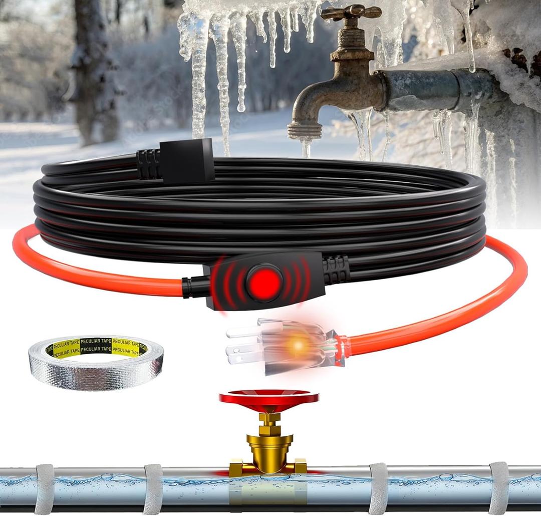 HEATIT Electric Heating Cable for Water Pipes Automatic Heat Tape Pipe Freeze Protected Heated Cable 3 Feet