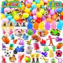Kiss Monkey 70 PCS Prefilled Easter Eggs with Toys,Filled Easter Eggs with Toys Inside,Easter Basket Stuffers for Kids,Prefilled Eggs for Easter Egg Hunt,Easter Party Favors for Kids,Classroom Prizes