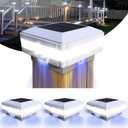 Solar Post Cap Lights 160Lumen, 4x4 Fence Post Caps Solar Lights Fits 4x4 5x5 6x6 Wooden Post Caps, Deck Post Lights Outdoor Waterproof for Yard, Patio, Front Porch, Garden, Pathway Lighting(4 Pack) (White)