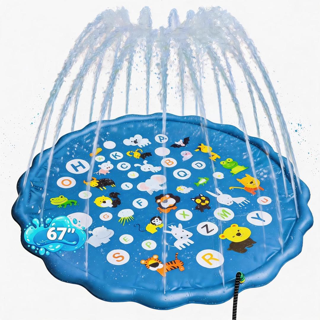 Dimili 67-inch BPA-Free Inflatable Splash Pad for 4-8 Kids, Adults & Dogs, Durable Anti-Slip Backyard Sprinkler Water Pad for Family Relaxation & Outdoor Water Play