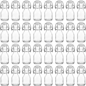 Kingrol 30 Pack 2 oz Glass Bottles with Swing Top Lids, Small Airtight Bottles for Vanilla Extract, Juice Shot, Maple Syrup, Mini Glass Bottles for Wedding Party Favors & DIY Gifts