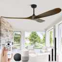 72" Ceiling Fans without Lights, Wood Large Ceiling Fan no Light with Remote Alexa Google App, 3 Blade Propeller for Patios Farmhouse Garage High cfm, Bronze
