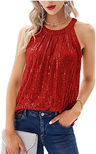 GRACE KARIN Sequin Halter Tops for Women Sleeveless Sparkly Shiny Tank Tops Ruched Flowy Sparkly Club Outfits Party Shirt, Size: M GRACE KARIN Sequin Halter Tops for Women Sleeveless Sparkly Shiny Tank Tops Ruched Flowy Sparkly Club Outfits Party Shirt, Size: M