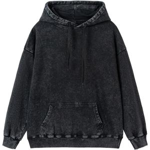 Womens Oversized Acid Wash Hoodie Unisex Heavyweight Cotton Hoodies Vintage Washed Sweatshirt Women Men (XX-Large, Black)