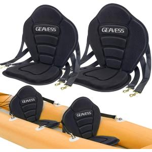 Kayak Seat, Universal Adjustable Kayak Seat with Back Support, Kayak Replacement Seat, Detachable Paddle Board Seat Fishing Boat Seat for Kayaking, Sup and Canoe (2 Pack Black)
