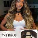 U Part Long Wavy Wig for Black Women Long Body Wavy V Part Wigs 24 Inches Ombre Brown Wear and Go Glueless Wig No Leave Out Clip in Synthetic Half Wigs Beginner Friendly (Ombre Brown)