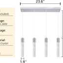 4-Lights Mini Crystal Pendant Light for Kitchen Island, Modern Led Crystal Chandelier for Dining Room Living Room 6000K