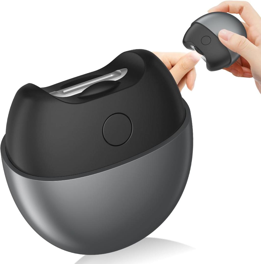 SCAIKTIG Electric Automatic Nail Clipper with Light, 2 Speeds, Magnetic Cover, Nail Scraps Storage, USB Rechargeable, Safety Electric Fingernail Trimmer for Kids, Adult, Seniors, Men, Caregivers, Grey