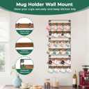 EsLuker.ly Mug Holder Hanger Rack Wall Mounted Wooden 3 Pack Coffee Cup Storage Organizer Display Shelf with 24 Movable Plastic Hooks, Ideal for Mug Collectors