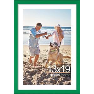 decorUhome 13x19 Picture Frame, Display Pictures 11x17 with Mat or 13x19 without Mat, Wall Mounting Photo Frame, Green, 1 Pack