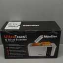 Mueller UltraToast Full Stainless Steel Toaster 4 Slice, Long Extra-Wide Slots for Bagels and Waffles, 6 Browning Levels, LED Display, Cancel/Defrost/Reheat Functions & Removable Tray, Kitchen Gadgets