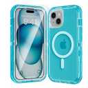 Luckwhale for iPhone 13 Case, Fits Magsafe, Heavy Duty Shockproof Protection Phone Cases with Screen Protector*1, Magnetic Transparent Protective Cover for iPhone 13 6.1 '', Blue