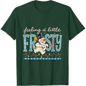 Feeling a Little Frosty Cute Retro Snowman T-Shirt, Medium