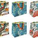 Earthwise Reusable Grocery Shopping Bags Extremely Durable Multi Use Large Stylish Fun Foldable Water-Resistant Totes, (Designs May Vary) 6 Packs 