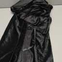 LHJ Unisex Full Length Hooded Robe Cloak Long Velvet Cape Cosplay Costume (Black) XL