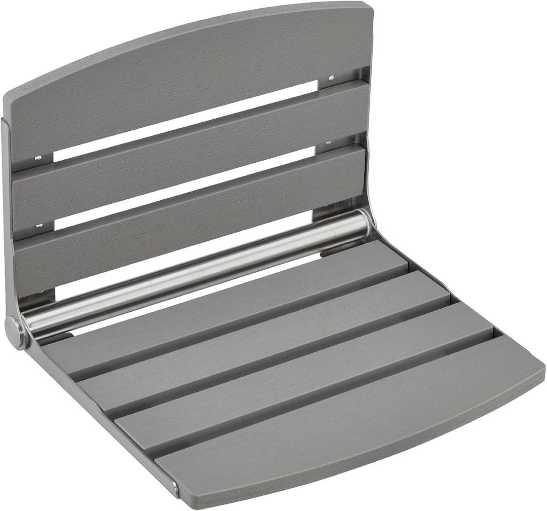 20" Folding Shower Seat Wall Mounted, HDPS Foldable Shower Bench (Grey)