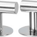 uxcell Adhesive Hooks, 2Pcs Waterproof Stainless Steel Hat Hooks, Towel Hooks Robe Hooks Decorative for Kitchen, Door, Cabinet, Bathroom, Foyers, Hallways, Bedrooms (50x50mm Bright)