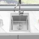 15 x 17 Inch Drop in Kitchen Sink with 1 Faucet Hole, Stainless Steel Topmount Bar Sink Single Bowl Handmade Kitchen Sink, Brushed