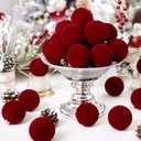 RoseCraft 30PCS Burgundy Velvet Christmas Ball Ornaments Set, 60MM/2.3Inch Shatterproof Flocked Ornament for Christmas Tree Hanging Holiday Valentine's Day Party Xmas Decorations.