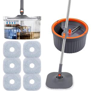 Chabatree Mop and Bucket SetSpin Mop and Bucket Set with Separate Dirty and Clean Water6 Replaceable Mop PadsDeep-Cleaning Mops for Floors, Versatile Mops for Walls
